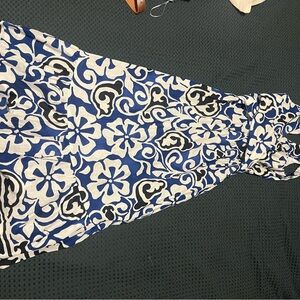 Zara Blue and Black Floral Midi Dress